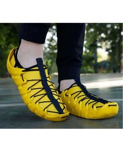 Yellow Mesh, with stylish lace design shoes for Mens